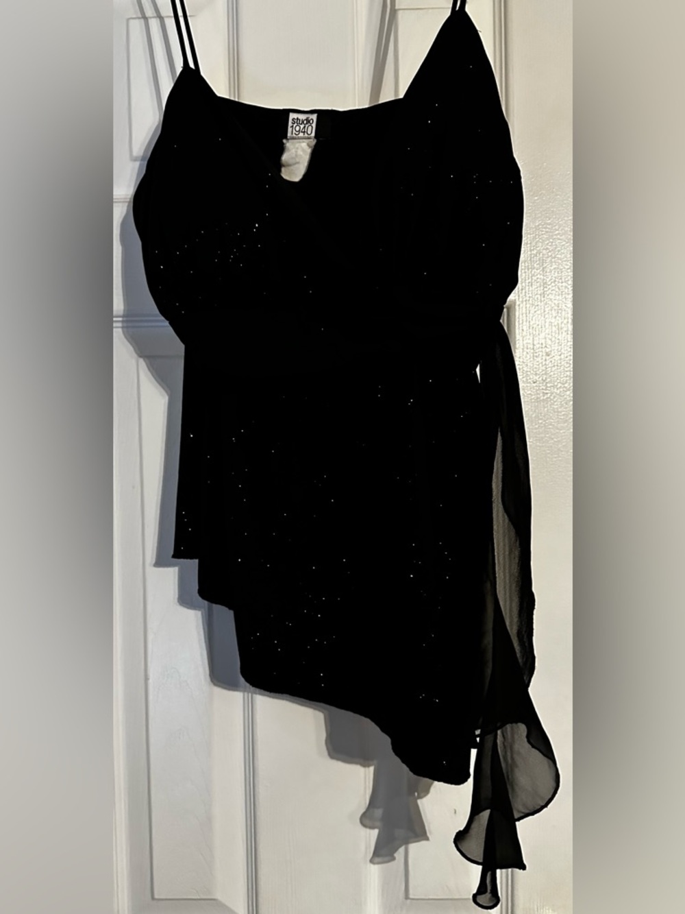 Studio 1940 Black sparkle Y2K tank wrap waist glitter party whimsical fairy M